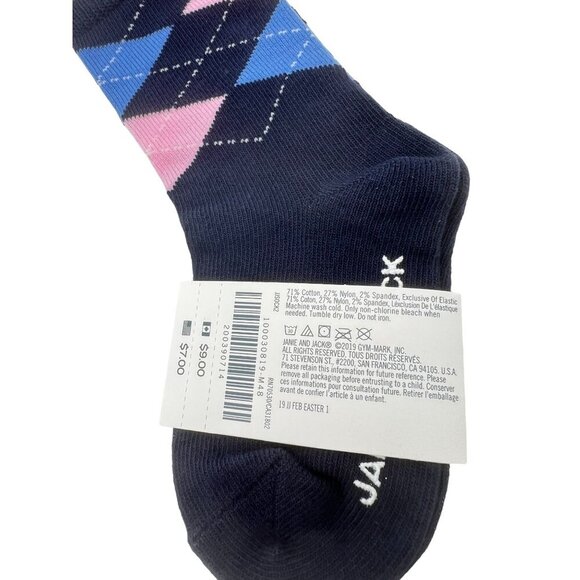NWT Janie And Jack Argyle Socks Boys Sz 12-24 Months Navy Blue Knit Cotton Blend - Picture 6 of 6